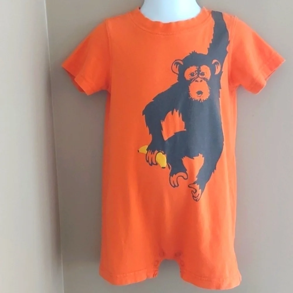 Carter's Set of 2 short sleeves romper, monkey banana cute - size 24 months